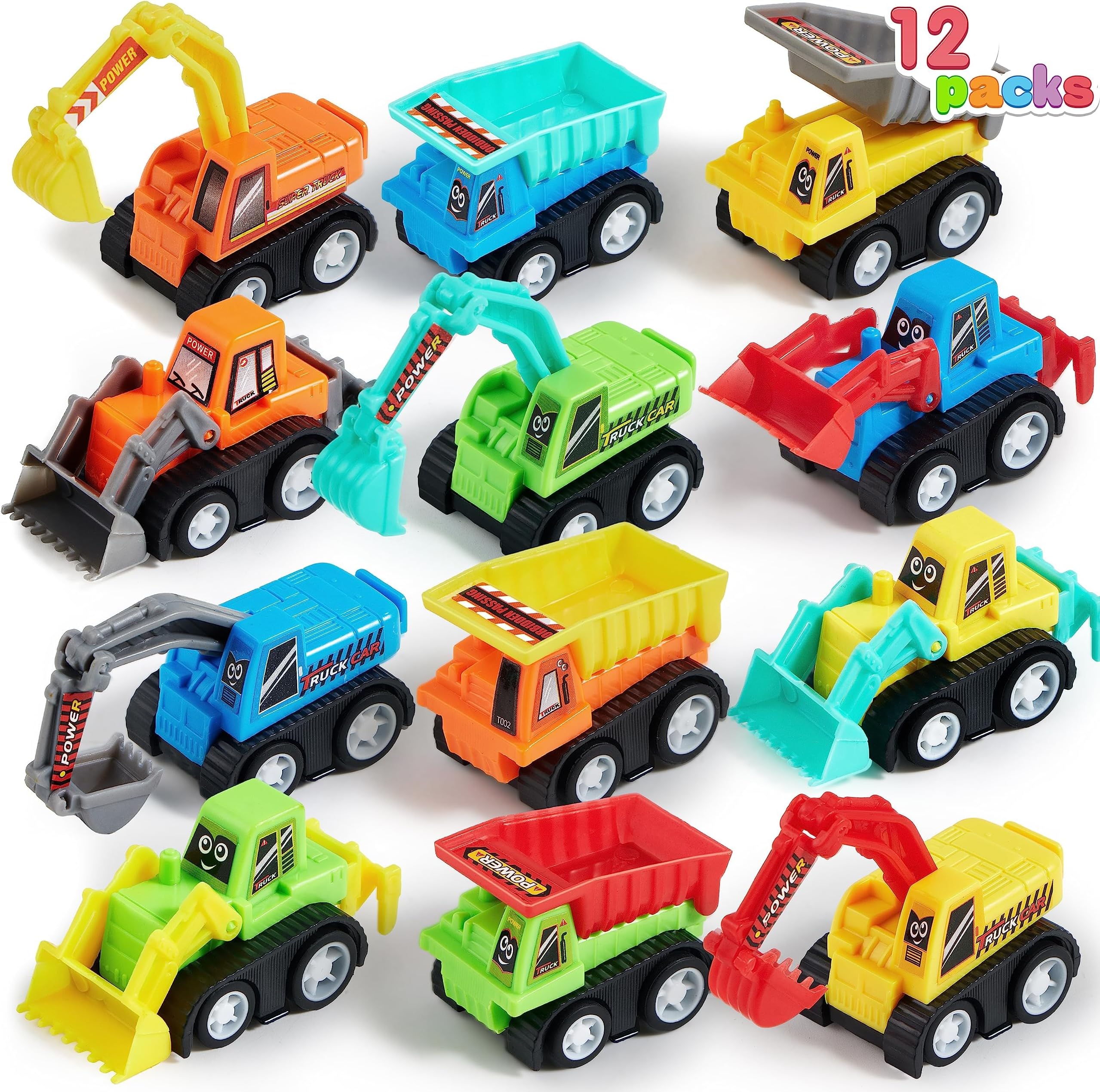 12-Piece Mini Construction Car Set, Plastic, Unisex, Non-Riding Toy Vehicle, Perfect for Imaginative Play and Parties