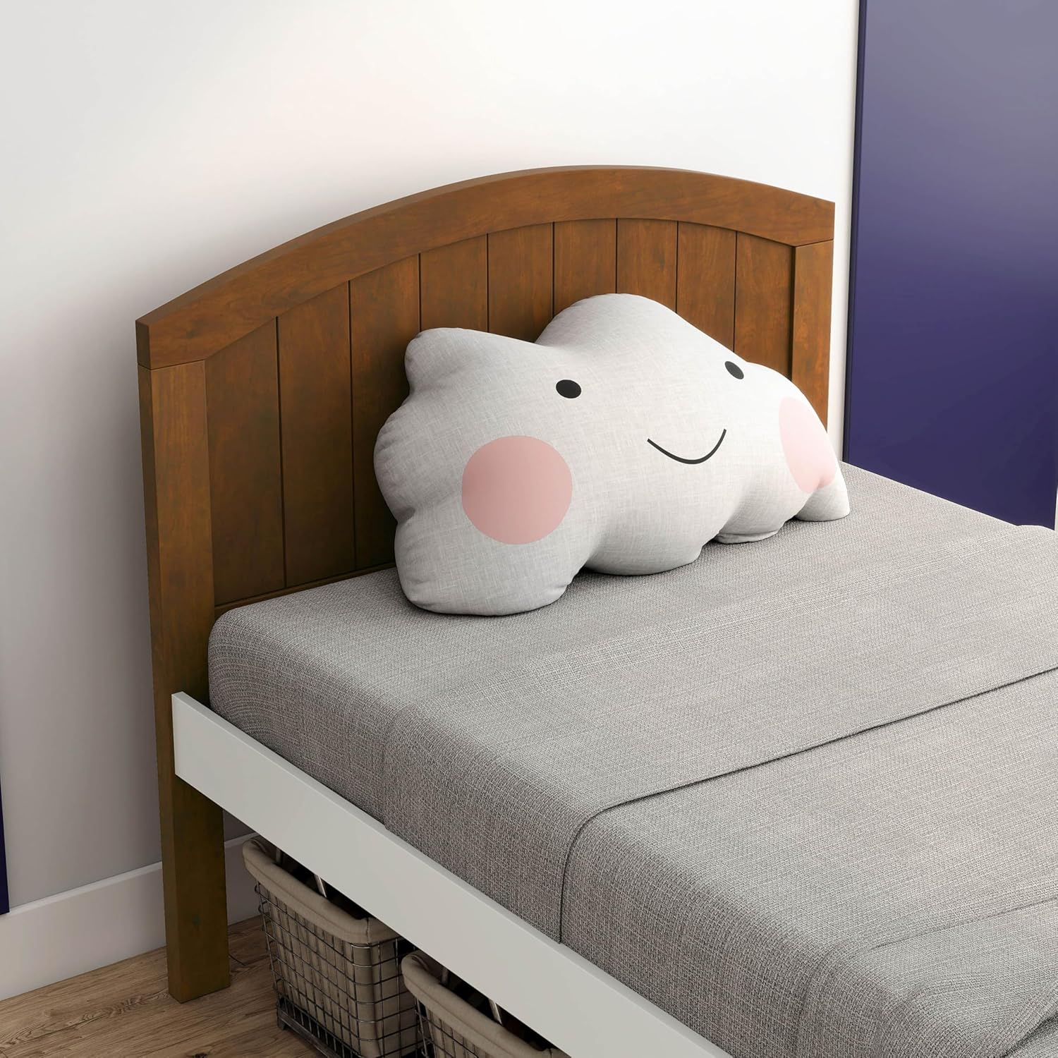 Furniture of America Kirsen Novelty Solid Wood Twin Captain Platform Bed with Boat-Like Design, Footboard Storage, Mattress Ready for Bedroom, Guest Room, White and Oak