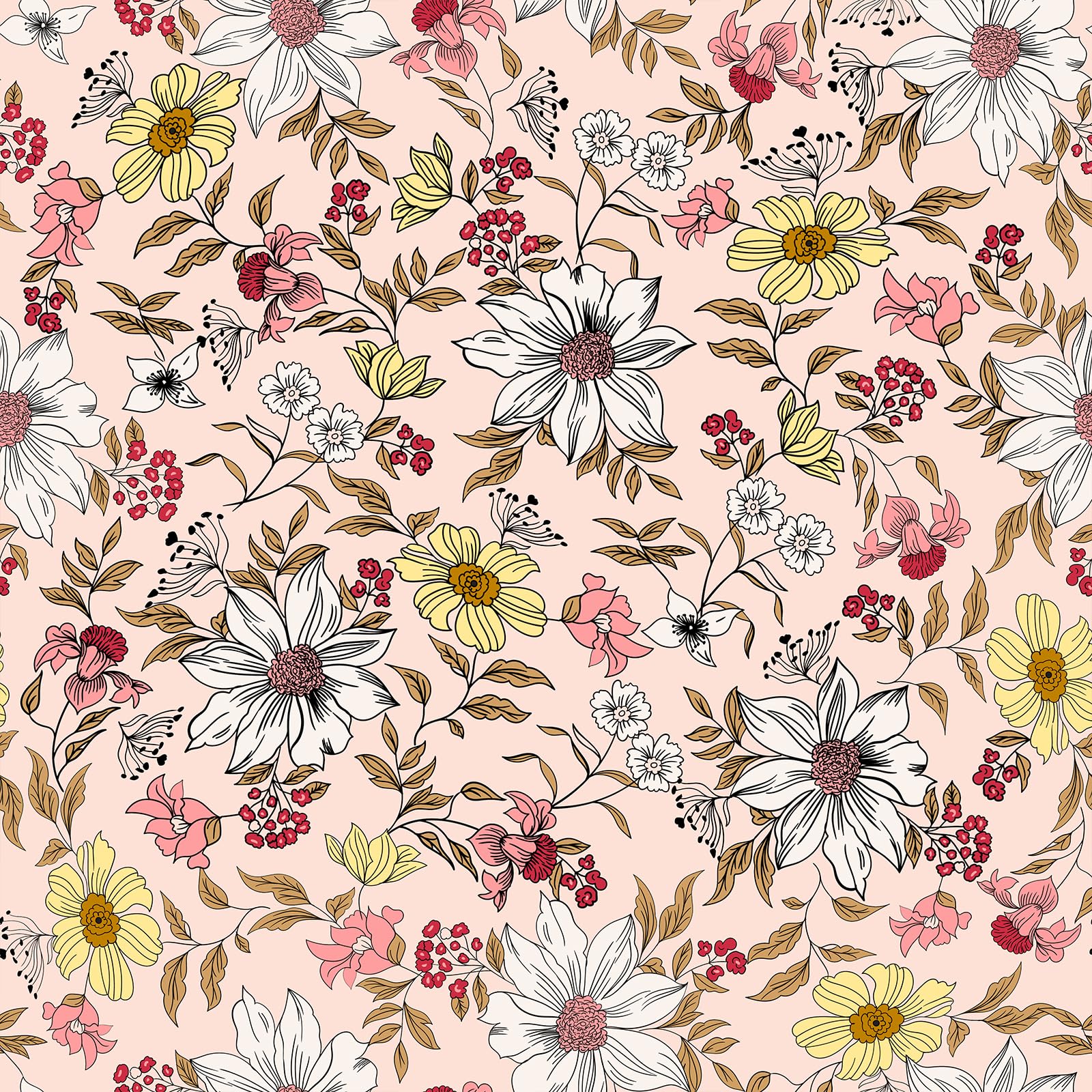 Papier peint vintage marguerite pour chambre romantique et douce