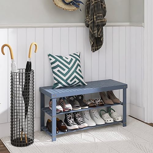 Miniatura 38 de SMIBUY Zapatero de bambú, organizador de zapatos de 3 niveles, estante de almacenamiento para entrada, pasillo, baño, sala de estar (natural)