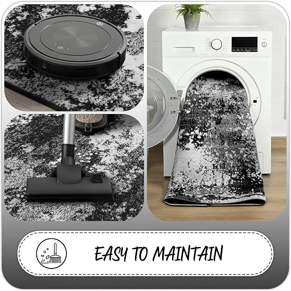 Black Washable Rug 5x7 Area Rugs for Living Room Bedroom Carpet