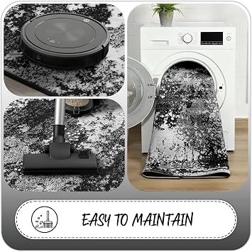 Black Washable Rug 5x7 Area Rugs for Living Room Bedroom Carpet