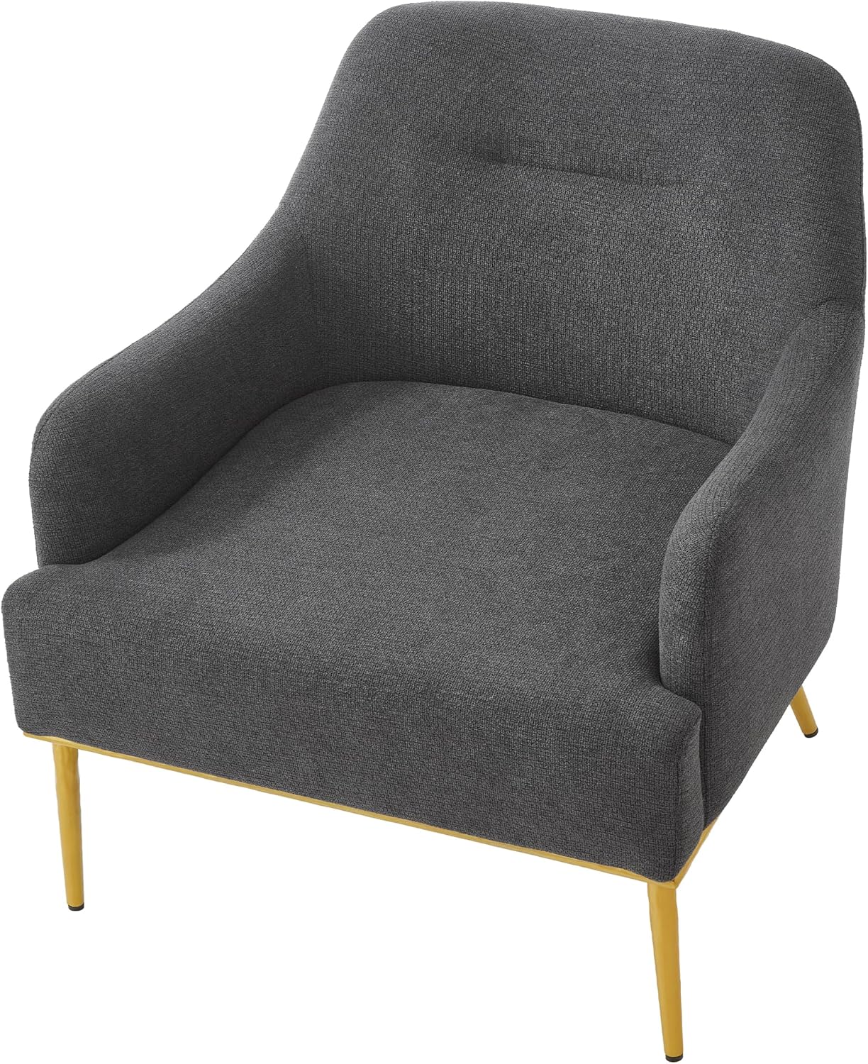 Christopher Knight Home Justin Modern Accent Chair with Metal Legs, Chenille Upholstered Lounge Chair Indoor, Curved Backrest Armchair, Soft Cushion Seating for Living Room Reading Home, Dark Gray