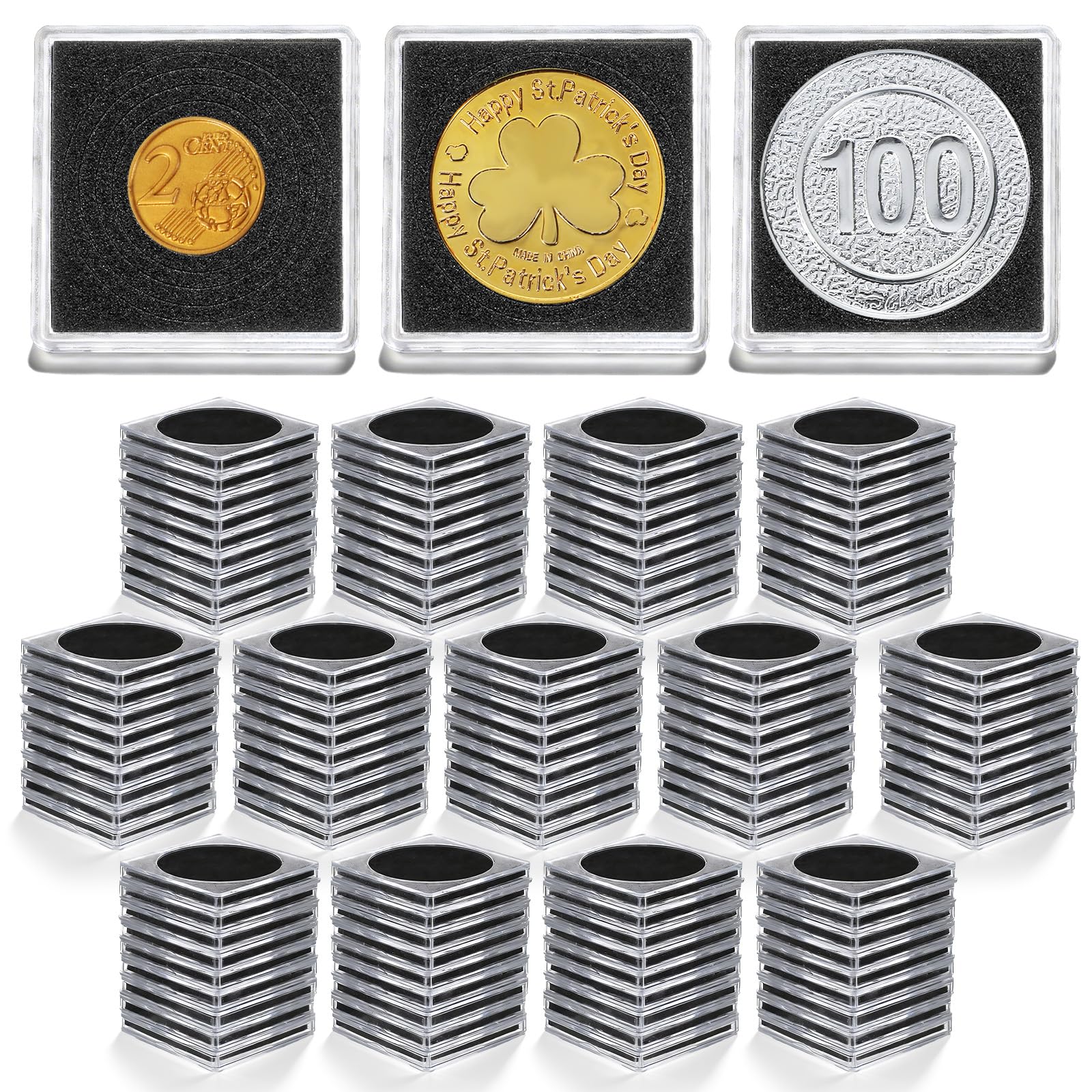Photo 1 of 120 Pcs Acrylic Adjustable Coin Capsules with Sponges, 20/25/30/35/40 mm Clear Coins Snap Holders for Collectors, Silver Dollar Morgan Dollar Coin Collection Supplies