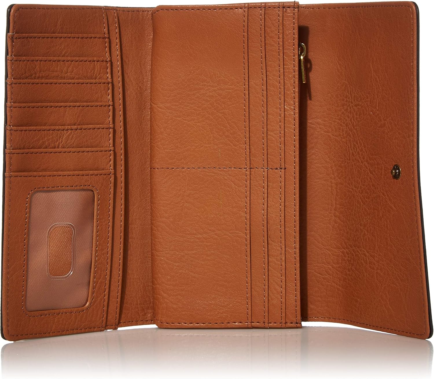 Fossil Women's Logan Faux Leather Wallet RFID Blocking Flap Clutch Organizer, Black Stripe - Image 5