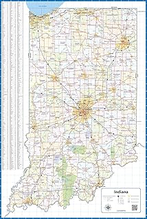 Generic Indiana Road Laminated Full Color Wall Map (24 x 36 inches)