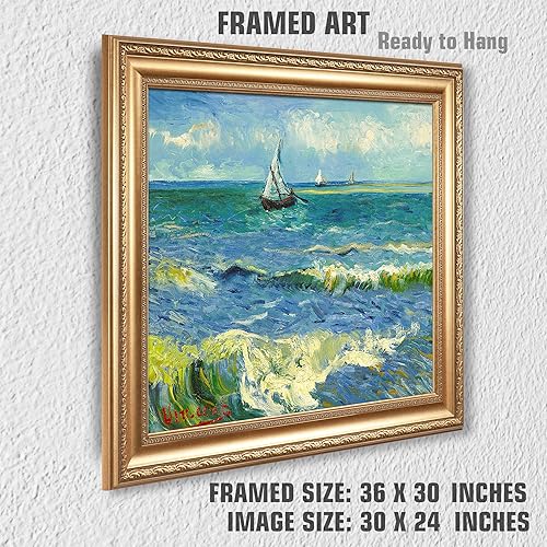 Miniatura 1193 de A&T ARTWORK The Starry Night de Vincent Van Gogh. Tamaño del marco: 36 x 30 pulgadas, tamaño de la imagen: 30 x 24 pulgadas, reproducciones clásicas