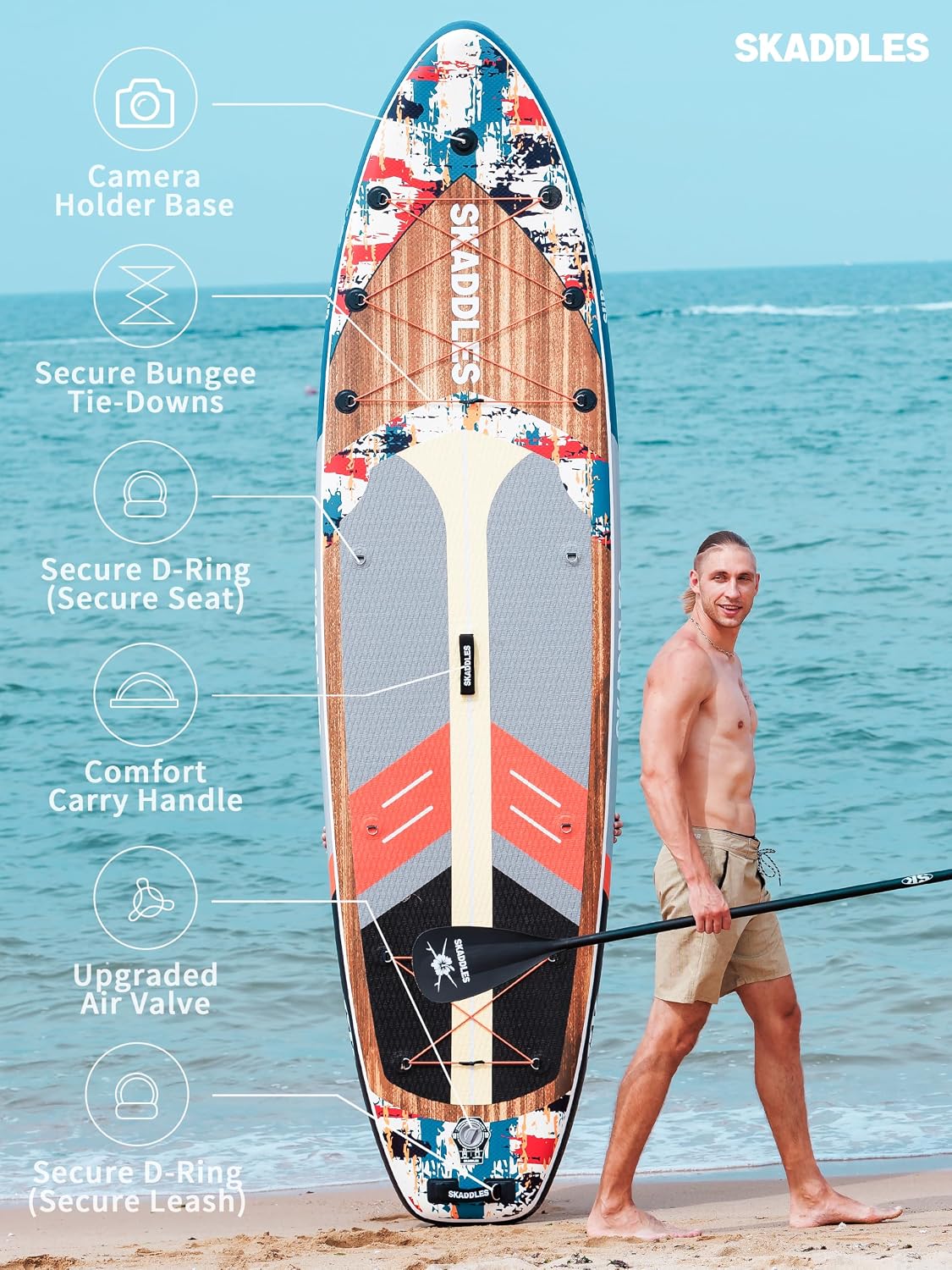 11’Inflatable Stand Up Paddle Board with Beginners SUP Accessories image 5