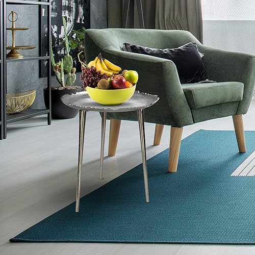 Miniatura 4 de Serene Spaces Living Mesa auxiliar redonda decorativa de níquel de aluminio, mesa decorativa moderna para sala de estar, dormitorio, 19 x 16.5 x