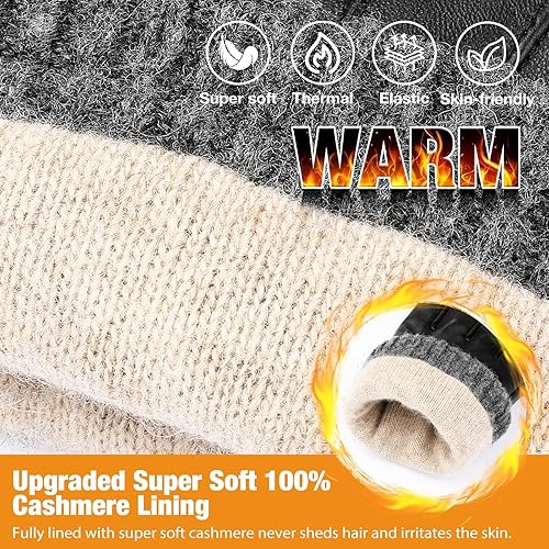 Miniatura 2 de Aegend Guantes de cuero para hombre, forro suave y cálido de mano completa, pantalla táctil de mano completa, regalo de invierno térmico negro