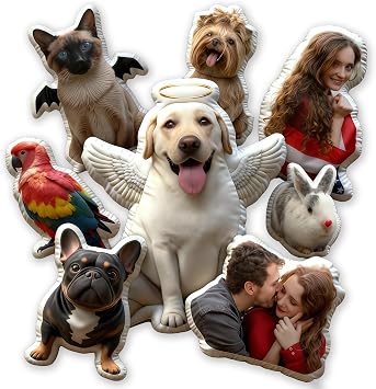 Custom Pet Pillow,Custom Funny Pillows with Picture,Double Sided Printing,Personalized Photo Gifts for Pet Dog Cat,Customizable Memorial Christmas Birthday