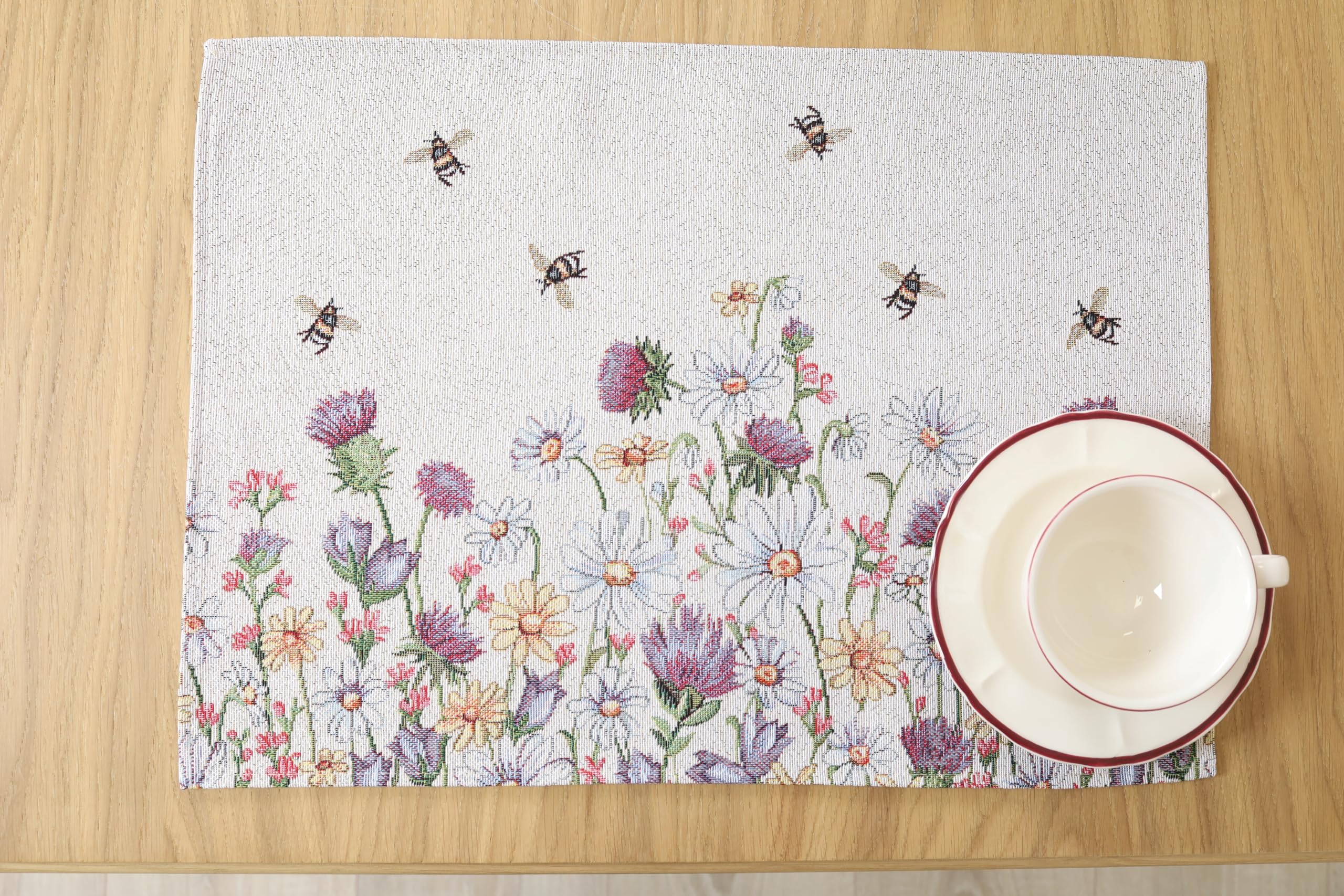 Manteles individuales lavables juego de 8 unidades, 35 x 45 cm, mantel individual de tela 100% jacquard, posavasos de alta calidad reutilizables para bodas, cumpleaños, cocinas, cafés - abejas