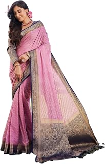 Women's Banarasi Georgette Saree with Unstitched Blouse Piece - Gold Zari Woven Work Sarees for Wedding (Mohini)