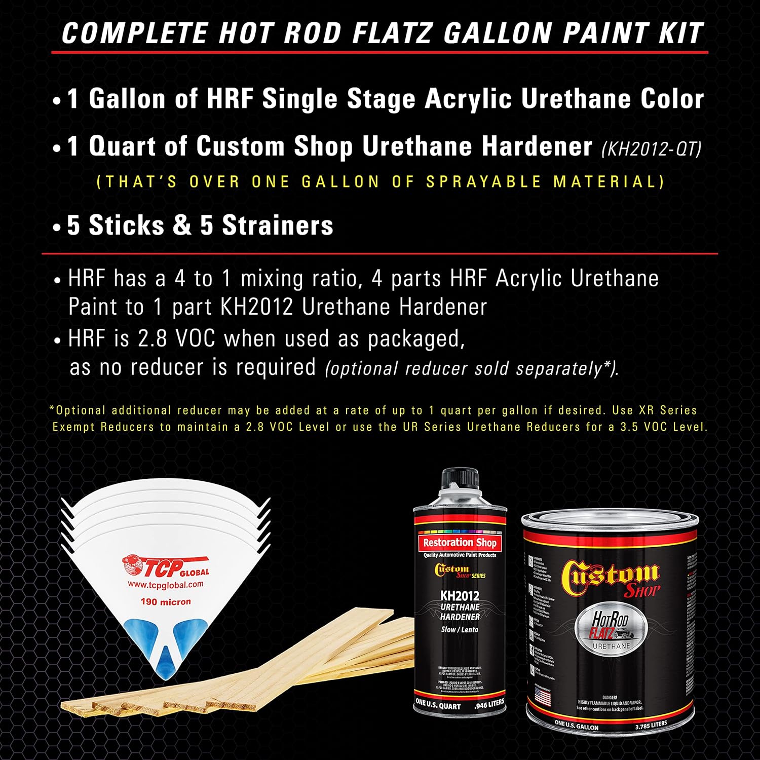 Custom Shop - Midnight Purple Pearl - Hot Rod Flatz Flat Matte Satin Urethane Auto Paint - Complete Gallon Paint Kit - Professional Low Sheen Automotive, Car Truck Coating, 4:1 Mix Ratio