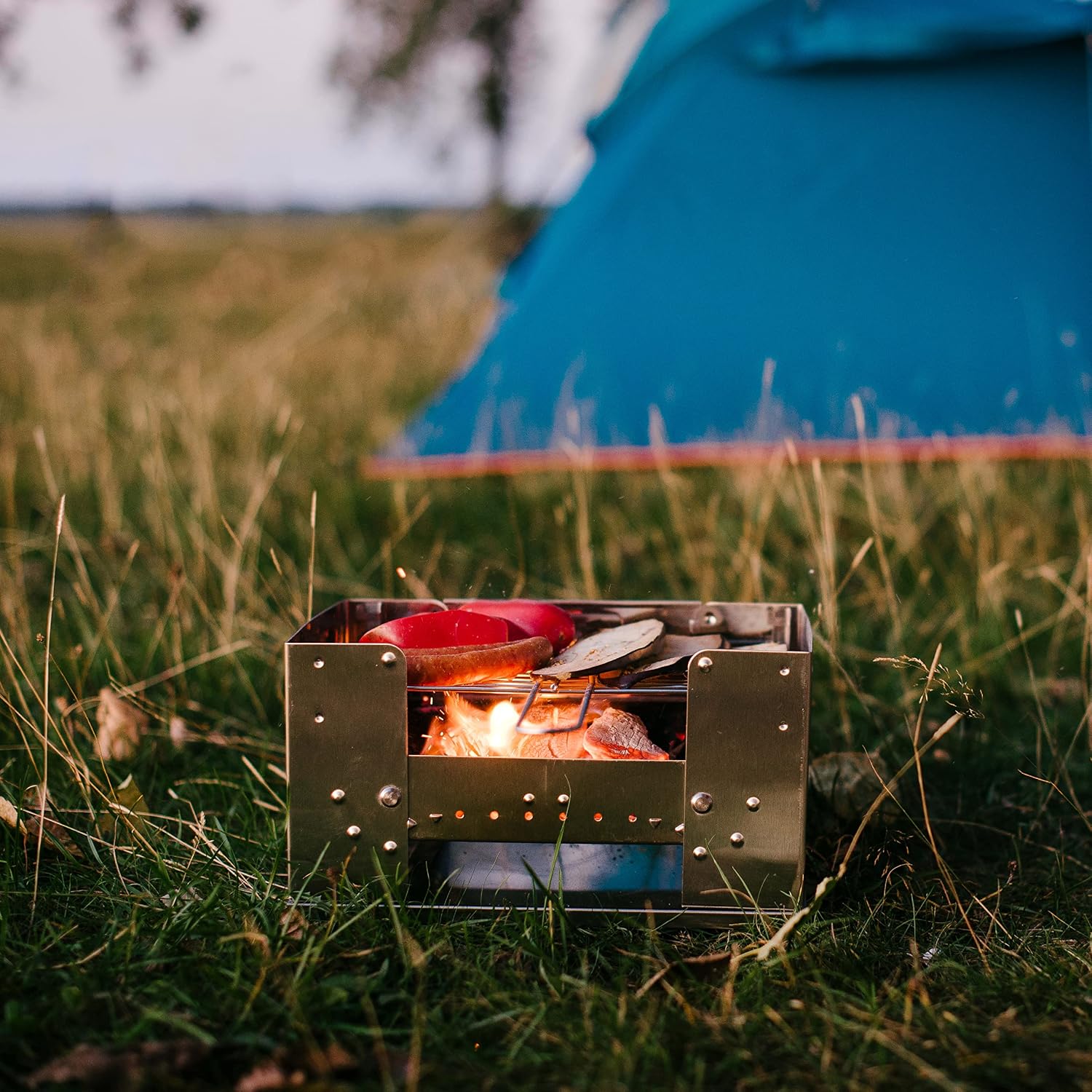 Esbit Portable Folding Charcoal BBQ Grill with Carrying Bag
