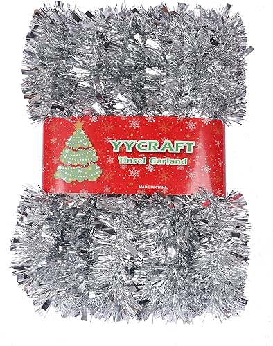 Miniatura 8 de YYCRAFT Guirnalda de oropel metálico real para árbol de Navidad, 3 pulgadas x 10 yardas