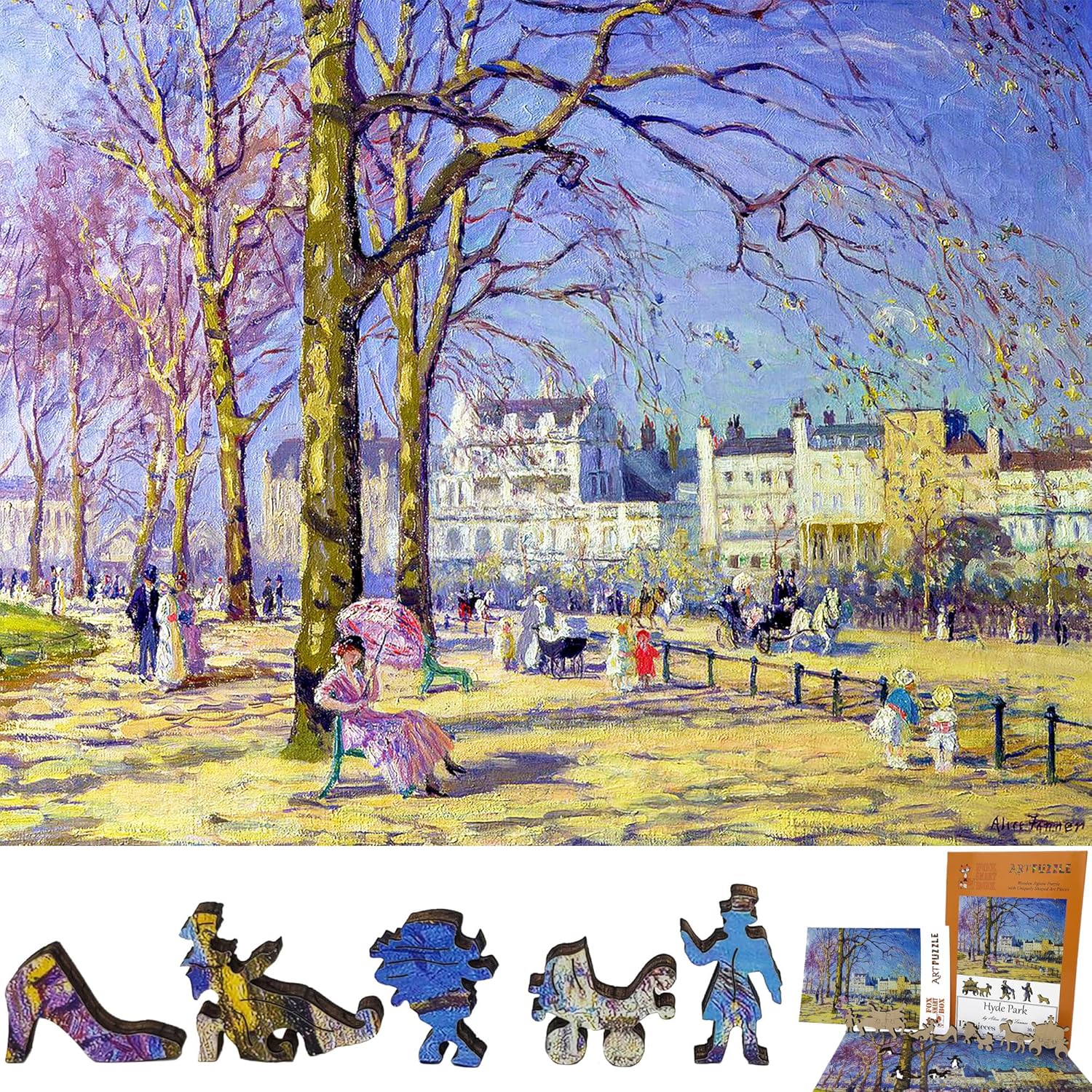 Wooden Puzzle for Adults - Uniquely Shaped Pieces - Made in The USA by FoxSmartBox - 172 Pieces - Hyde Park