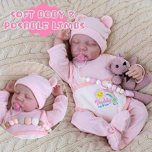 Miniatura 5 de Milidool Muñecas de bebé recién nacidas realistas que se ven realistas de cuerpo suave, muñecas de bebé recién nacidas, muñeca de niña de 18