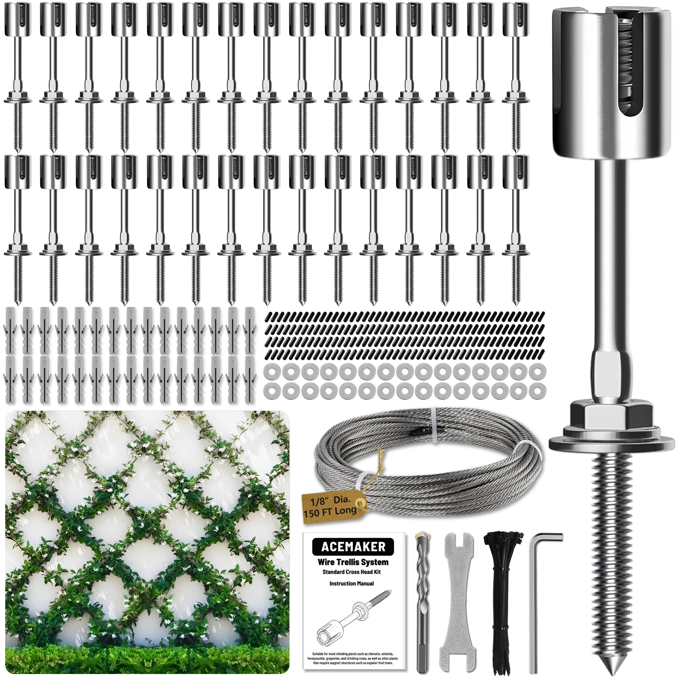 Acemaker 30-Set Wall Wire Trellis Kit