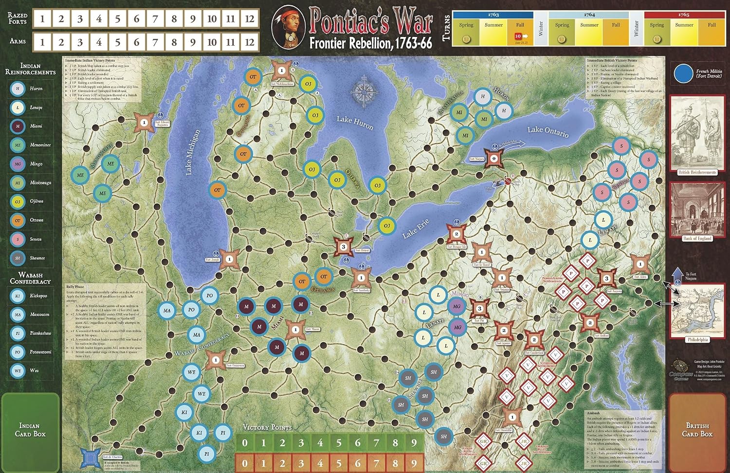 Compass Games Pontiac's War, Frontier Rebellion 1763-1766, Board Game for Adults 18+