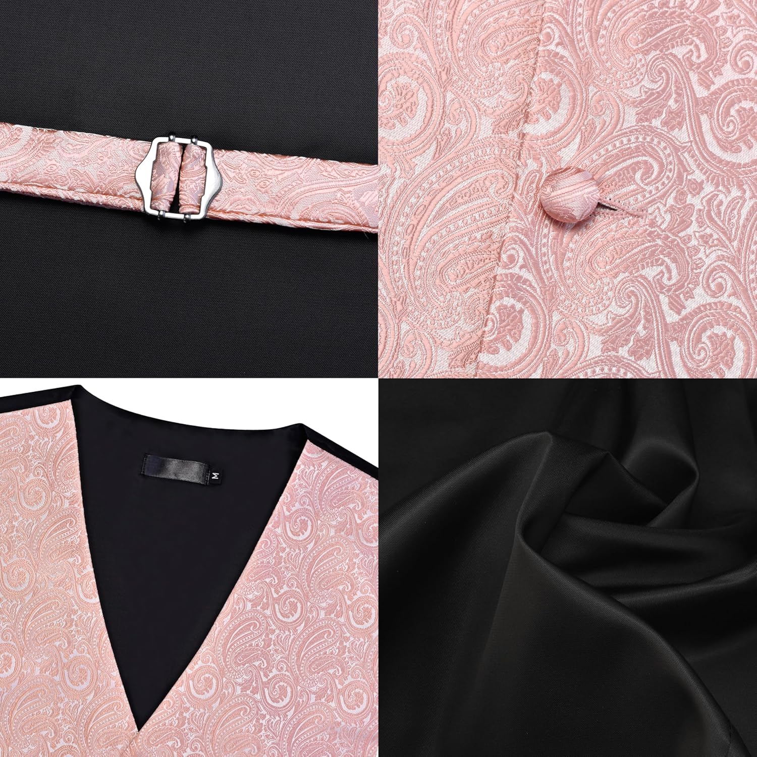 GUSLESON Formal Men Vest Paisley Floral Jacquard Tie Waistcoat Bow tie Hanky Lapel Pin Cufflinks Set Wedding 7PCS - Image 3