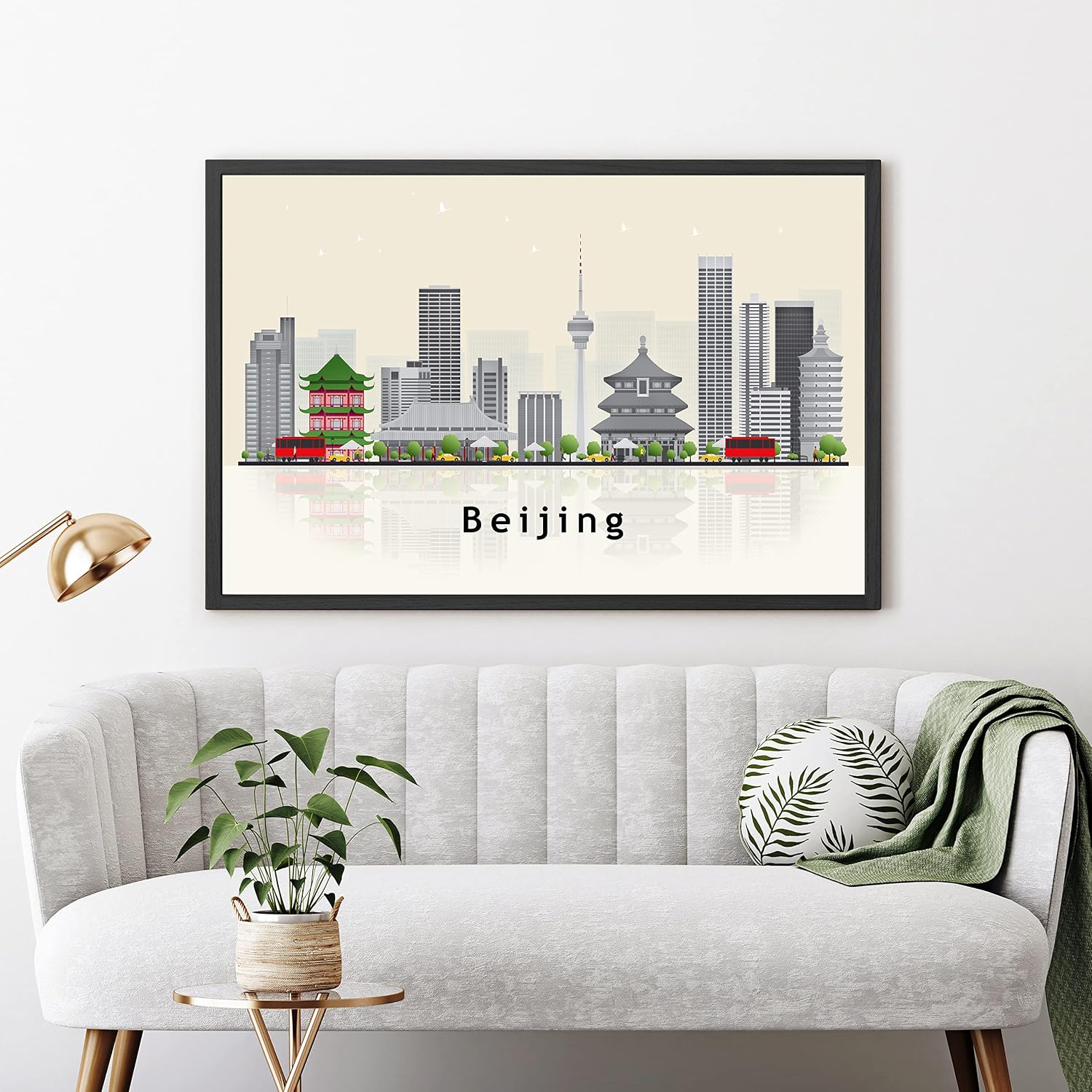 Pera Print Beijing Poster, China Illustration Skyline City Poster, Modern Skyline Beijing Poster, Cityscape and Landmark Print, Home-Office Wall Art Decoration - 12x18 Inches