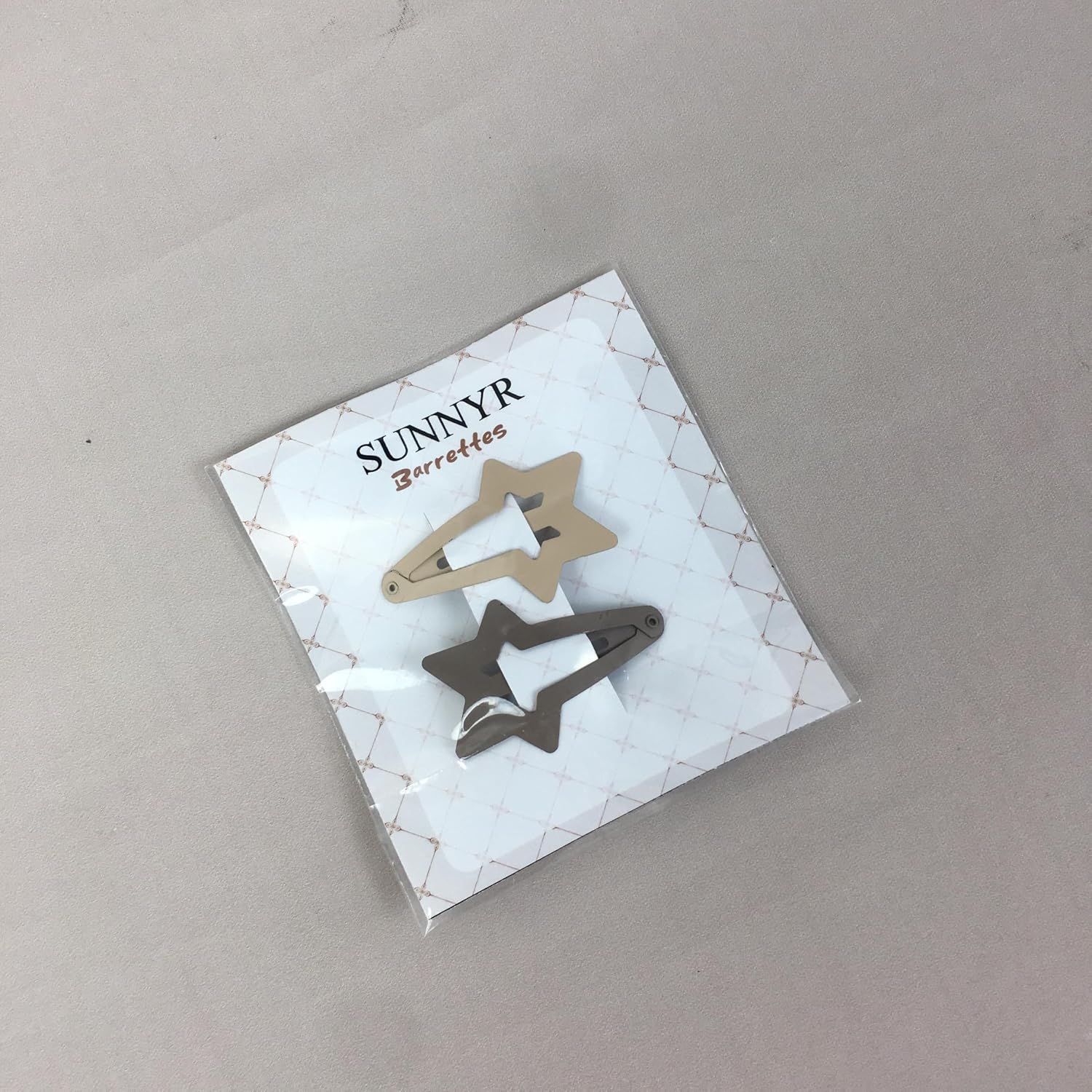 SUNNYR Barrettes, 2-Pack Matte Hollow Star Snap Clips in Neutral Tones