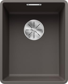 BLANCO SUBLINE 320-F Granite Sink Made of Silgranit Volcano Grey Installation Type Flush-Mounted for 40 cm-Wide Base Cabinets Large Basin Volume for Optimal Use Easy-to-Clean Surface