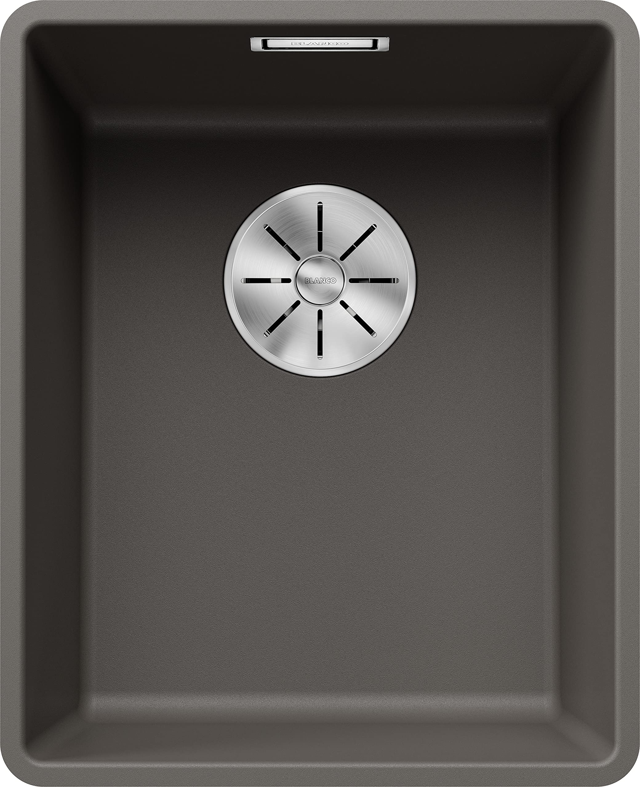 BLANCO SUBLINE 320-F | SILGRANIT Sink in Volcano Grey | Installation Type: flushmount Installation | for 40 cm Wide Base cabinets | Spacious Bowl Volume | Easy-Care Surface | [34.7x42.7x20.2 cm]