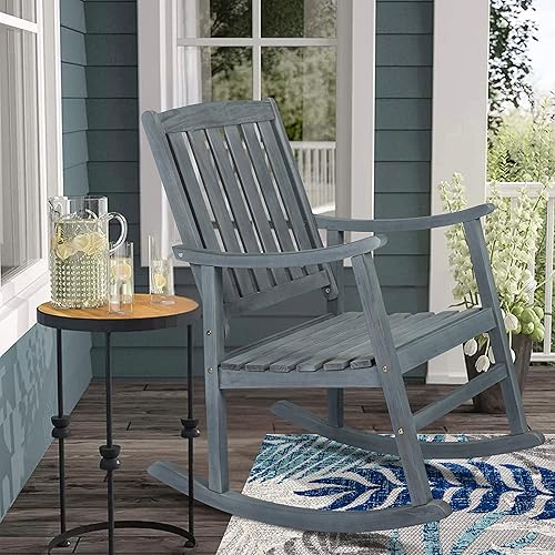 Miniatura 4 de JONATHAN Y RCK102B Penny Classic - Mecedora de madera de acacia para patio al aire libre, 300 libras, para jardín, césped, patio trasero, piscina,