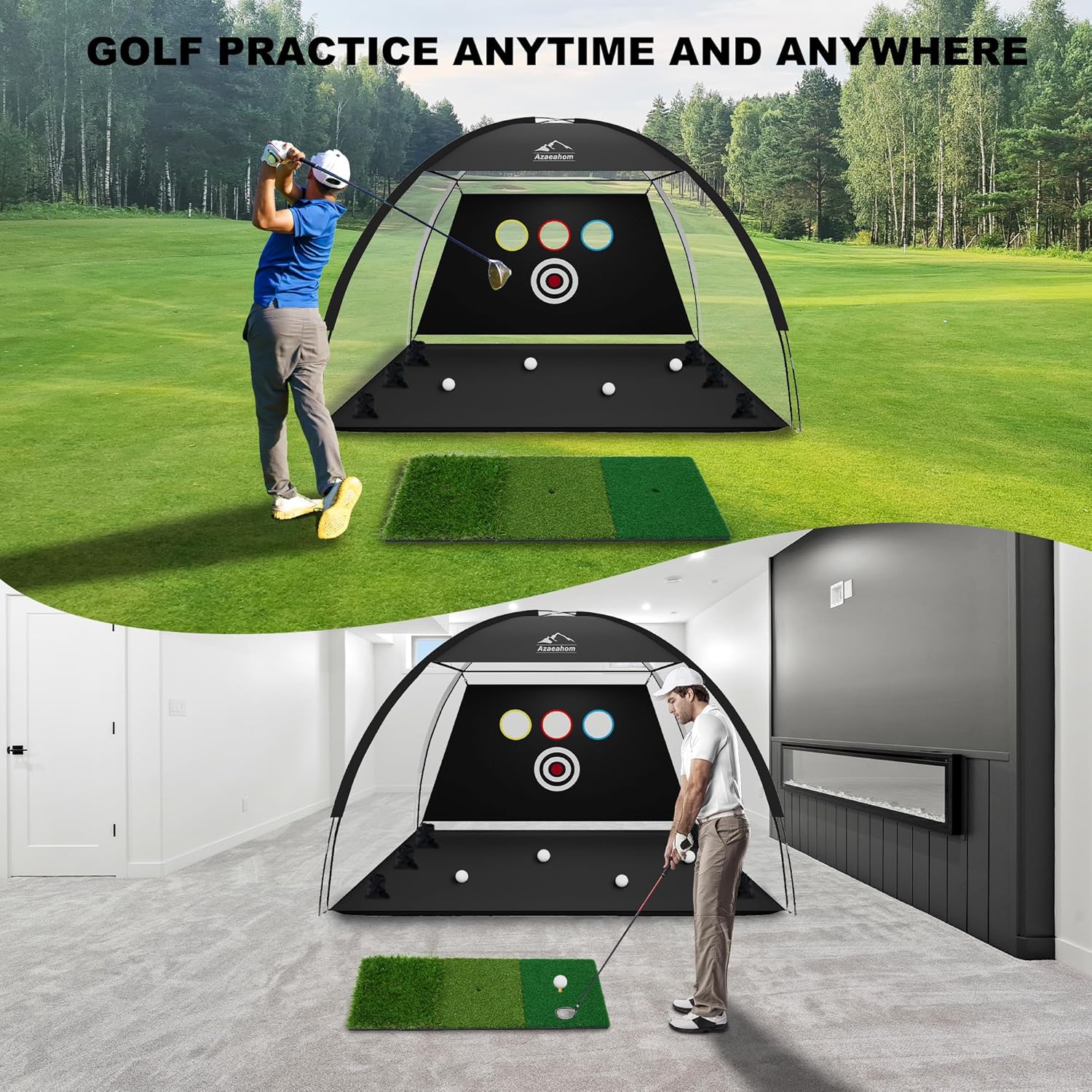 Golf Net, 10x7 Ft Golf Hitting Net with Tri-Turf Mat, Multi-Target Golf Practice Net for Outdoor/Indoor Chipping & Driving, Ideal Gift for Men/Dad/Husband/Golfers - Image 7