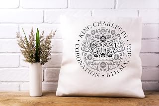 King Charles III 3rd cushion - Black & White Coronation 2023 Monarch Celebratory Gift for Friend Present Family Keepsake