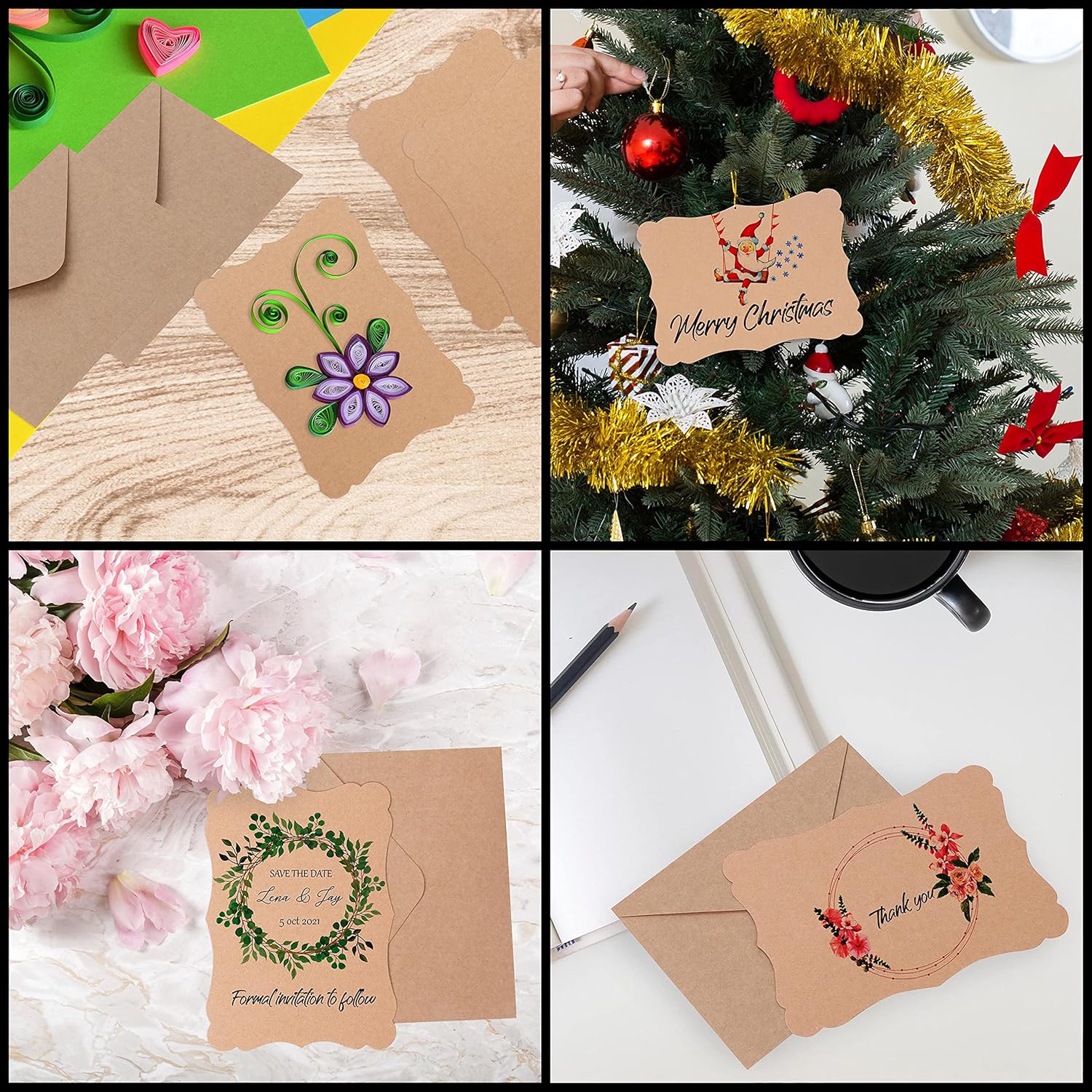 Belle Vous 50 Pack Blank Brown Kraft Paper Cards with Envelopes - 17.6 x 12.4cm/6.93 x 4.88 Inches - Flat Cardstock Set - DIY Gift & Greeting Card Making, Birthday, Wedding & Baby Shower Invitation 8 91c8mrlKSNS. AC SL1500