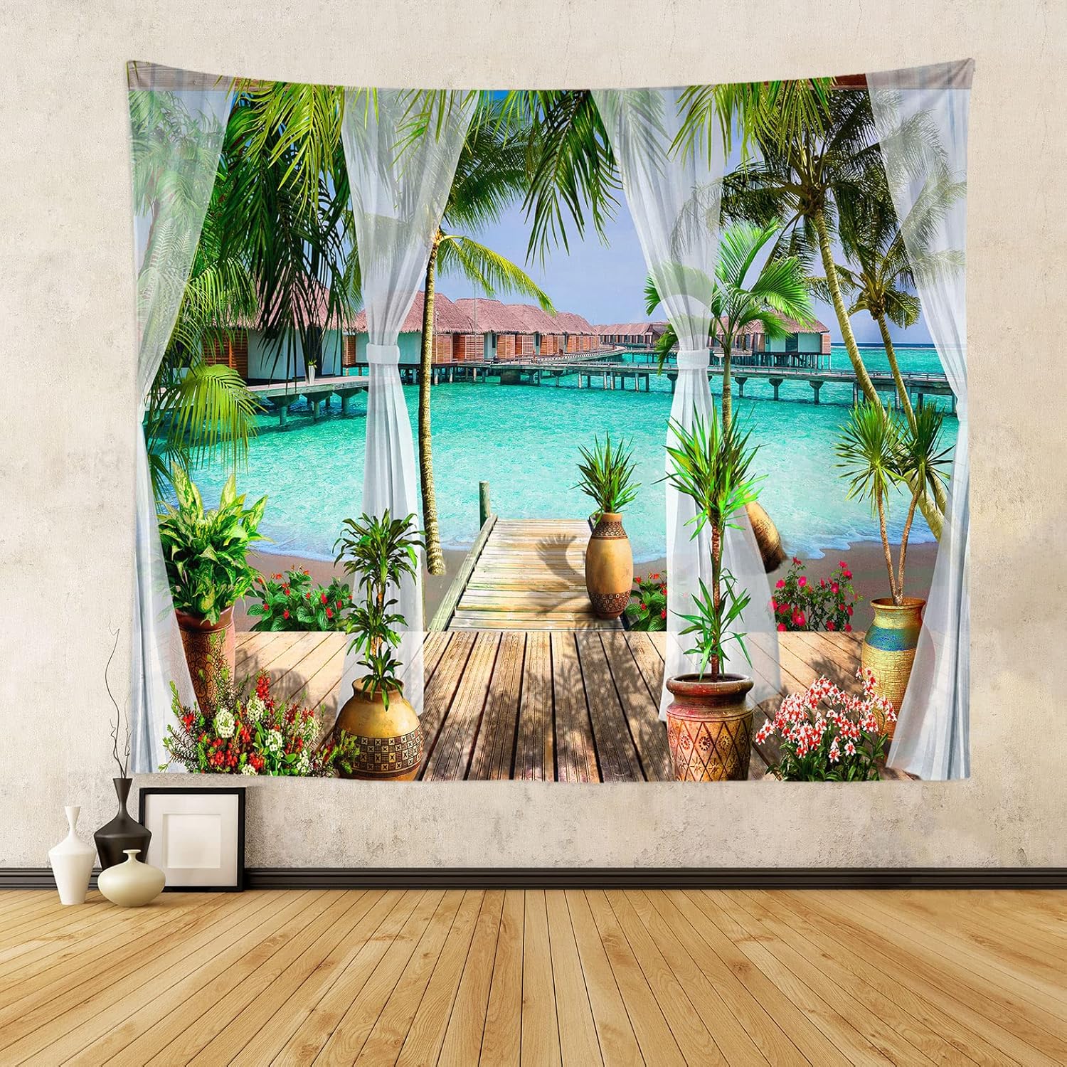chiinvent Beach Tapestry Nautical Coastal Tapestries Nature