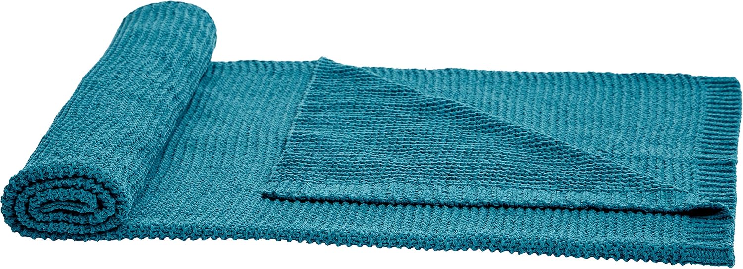 Amazon Basics Knitted Chenille Throw Blanket - 50 x 60 Inches, Teal