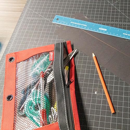 Miniatura 6 de BAZIC - Estuche para lápices de 3 anillos con agujeros de anillos reforzados con remaches, bolsas de malla de colores surtidos con cremallera para