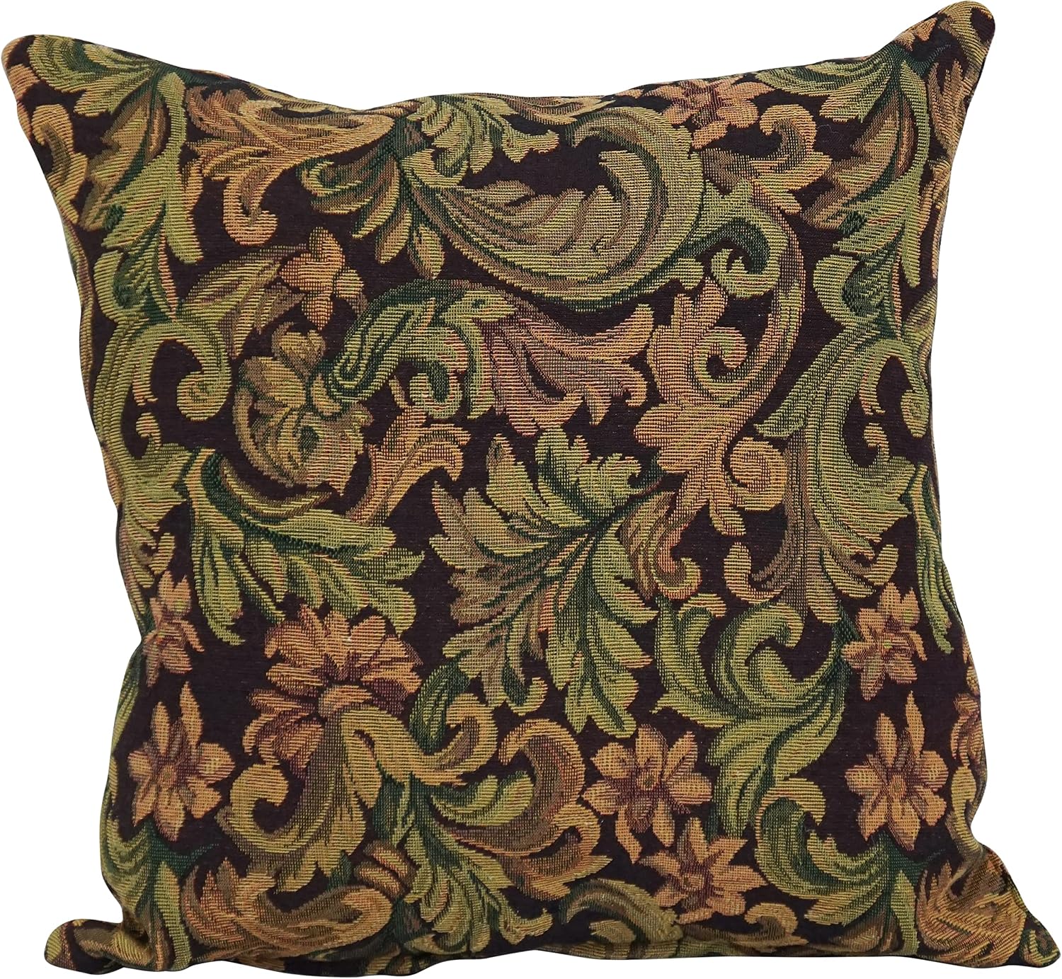 Blazing Needles 17-inch Tapestry Throw Pillow, Brown Damask 2 Count
