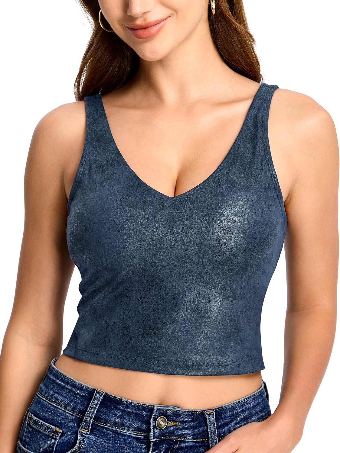  Womens' Sports Bra Longline Wirefree Padded with Medium Support