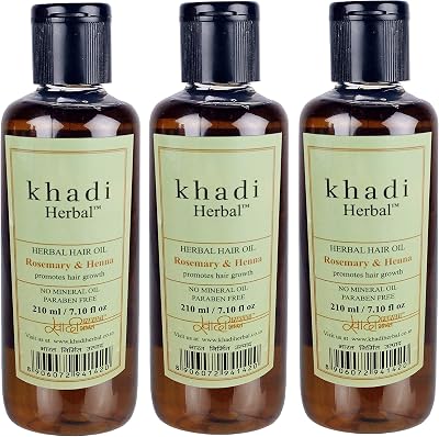 Natural Herbal Rosemary & Henna Hair Oil (No Mineral oil & Paraben Free) 210ml - pack of 3, Black