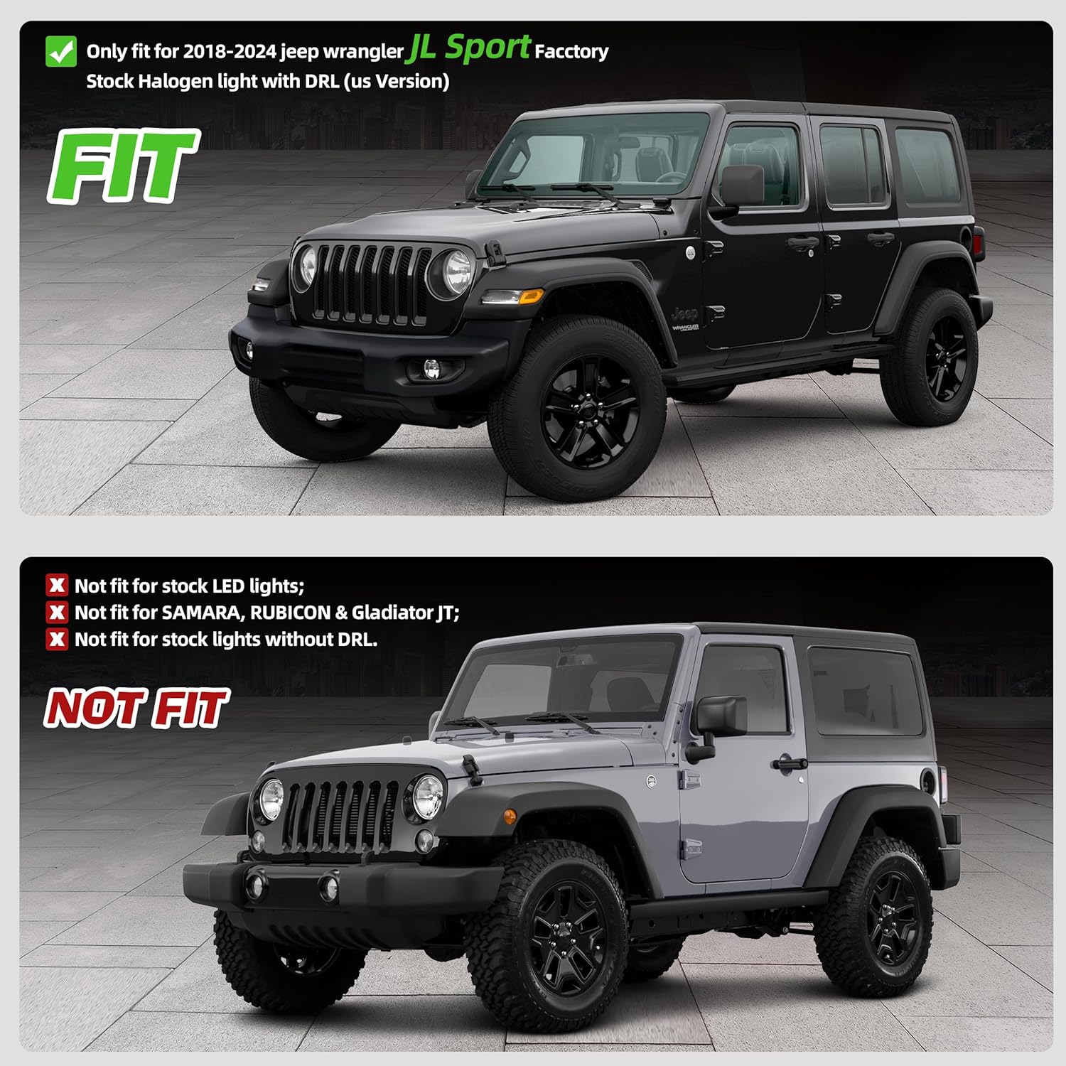 LED Sequential Flashing Turn Signal Lights Compatible with Jeep Wrangler JL Sport 2018-2024, Fender Lights Wheel Eyebrow DRL Lamps (Short Version, 1 Pair)