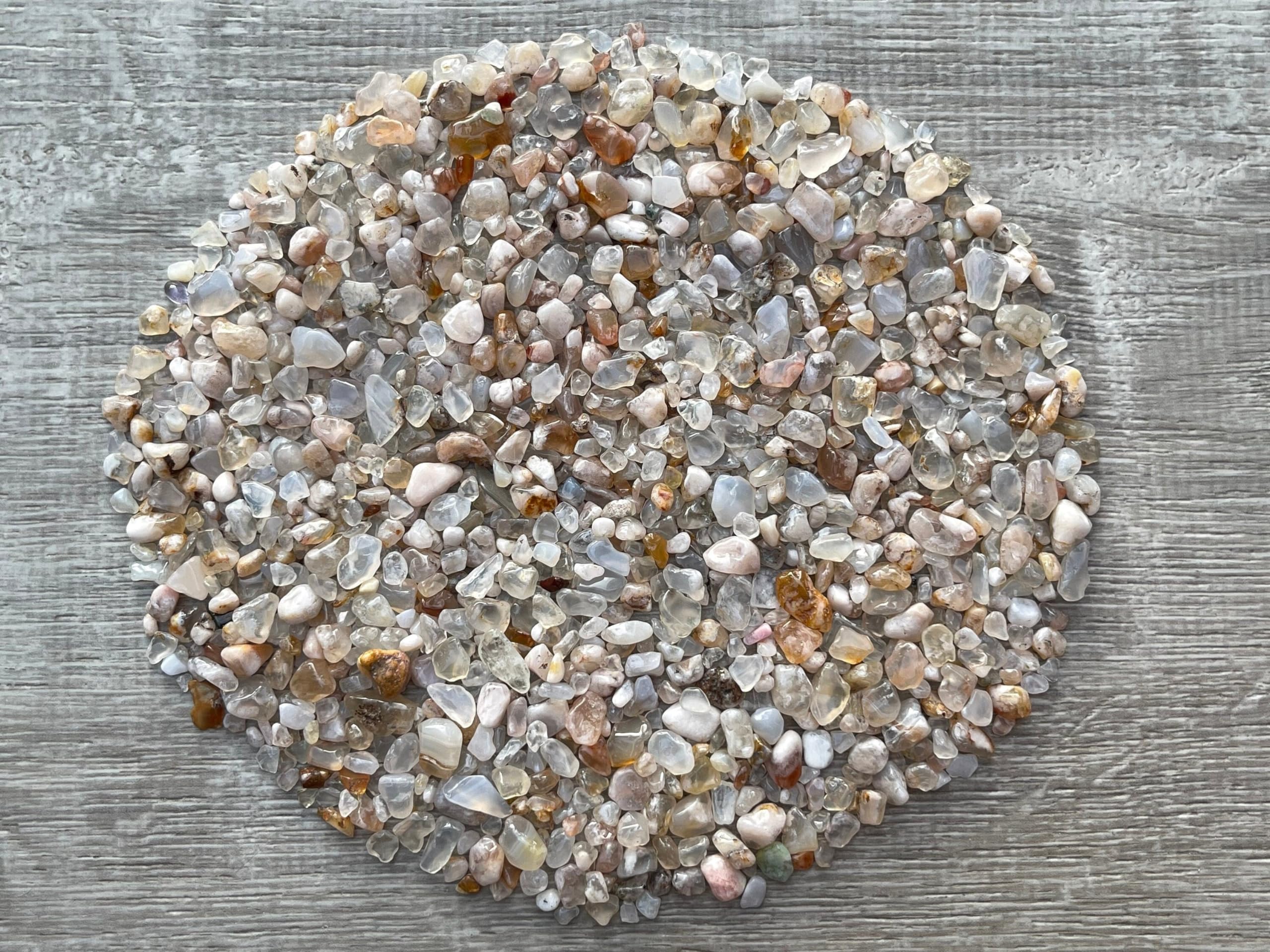 GAF TREASURES 2 oz Lot Natural Cherry Blossom Semi Tumbled Gemstone Chips, Crushed Mini Crystals, Undrilled Crystal Chips (Cherry Blossom)