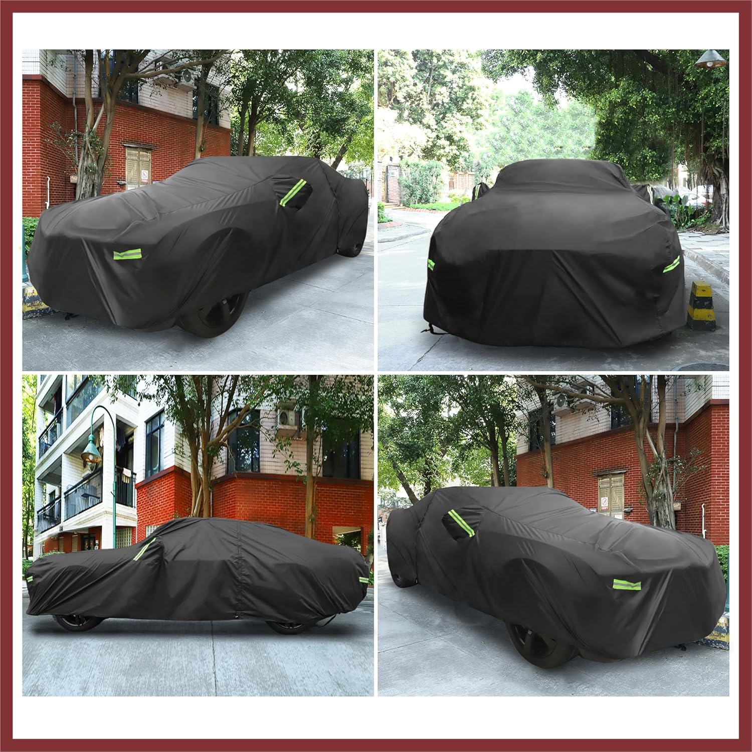 Waterproof Car Cover for Dodge Challenger SXT, GT, Hellcat, Scat Pack, SE, R/T, SRT8, T/A 2008-2023 Windproof Rain Sun Protection Outdoor Covers with Zipper Black Replace Parts