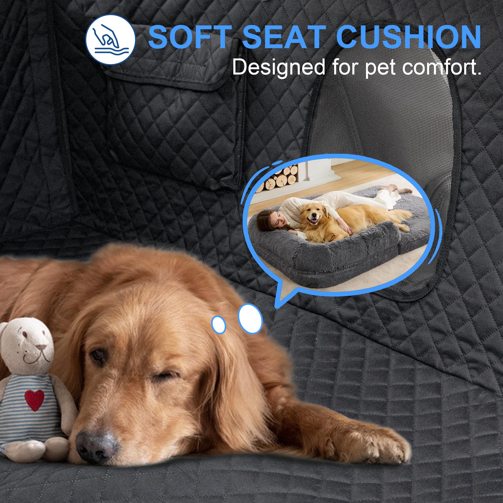 Dog Car Seat Cover – Waterproof Scratch Proof Pet Hammock with Heavy Duty Oxford Fabric Nonslip Backing Soft Padding Easy to Clean Universal Fit for Cars SUVs and Trucks Travel Protection - image 2