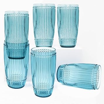 Le Cadeaux Milano Shatter Resistant Polycarbonate Indoor Outdoor Large Tumbler, Teal, Set of 6