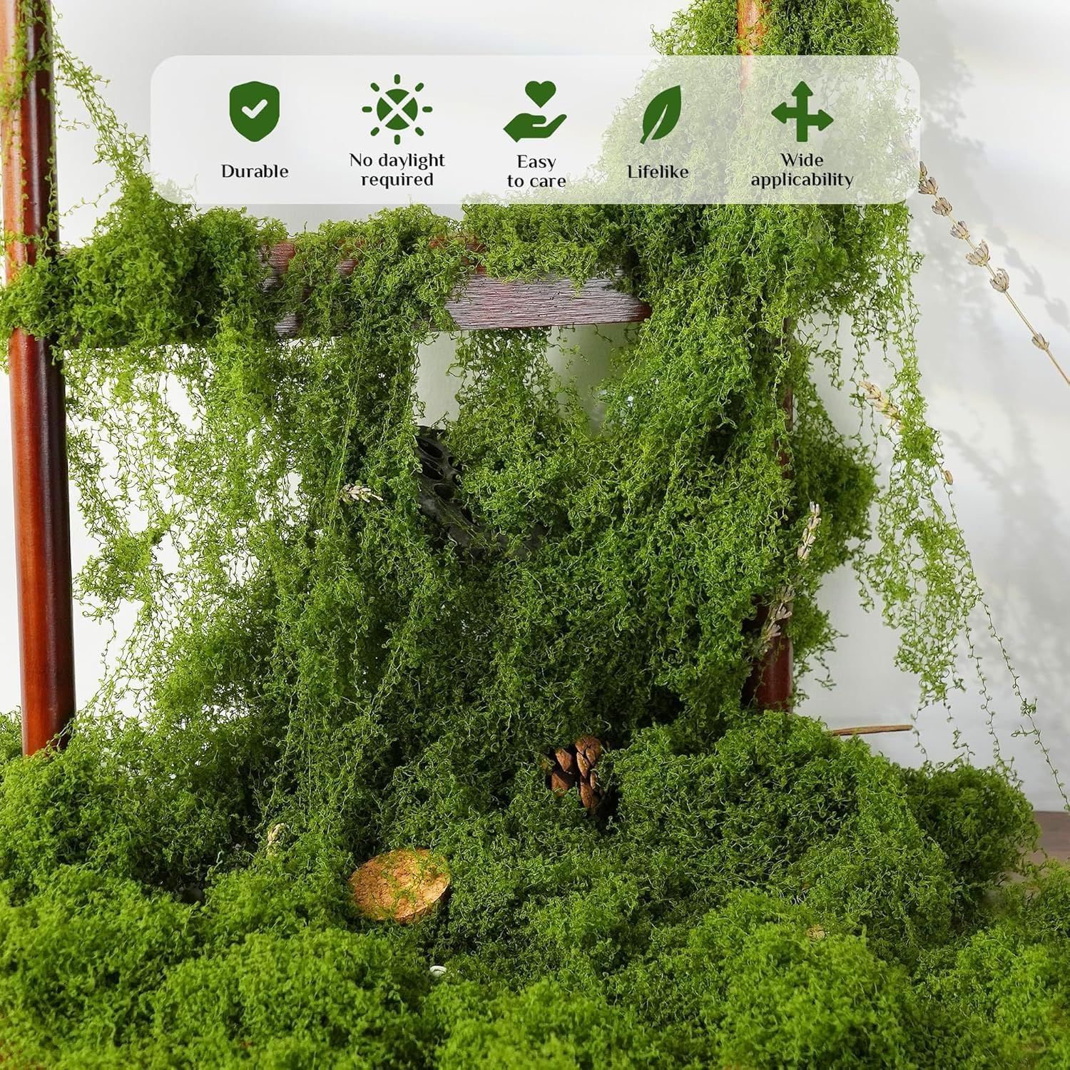 Artificial Moss 17.63oz – Fake Green Moss for Crafts, Potted Plants, Fairy Garden Decor, DIY Table Centerpieces, Wedding Party Decoration - Image 3