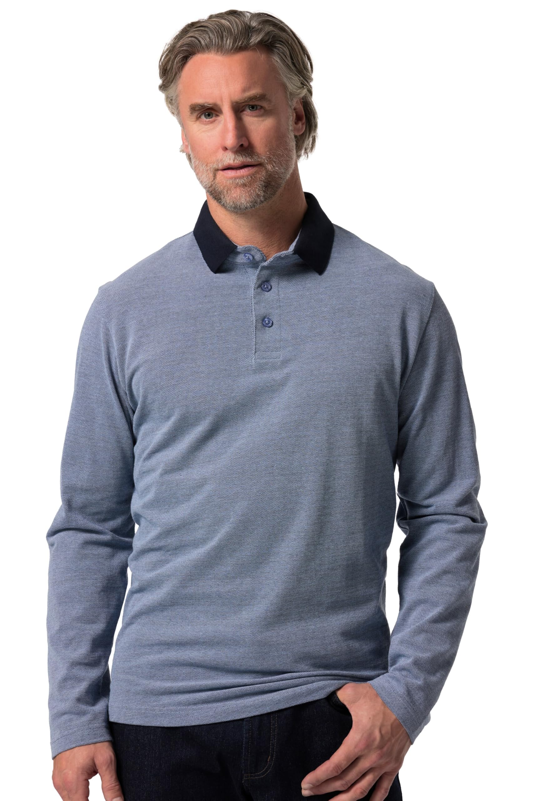 Boston Park Herren große Größen Übergrößen Menswear L-8XL Poloshirt, Langarm, Kontrast-Polokragen 834822