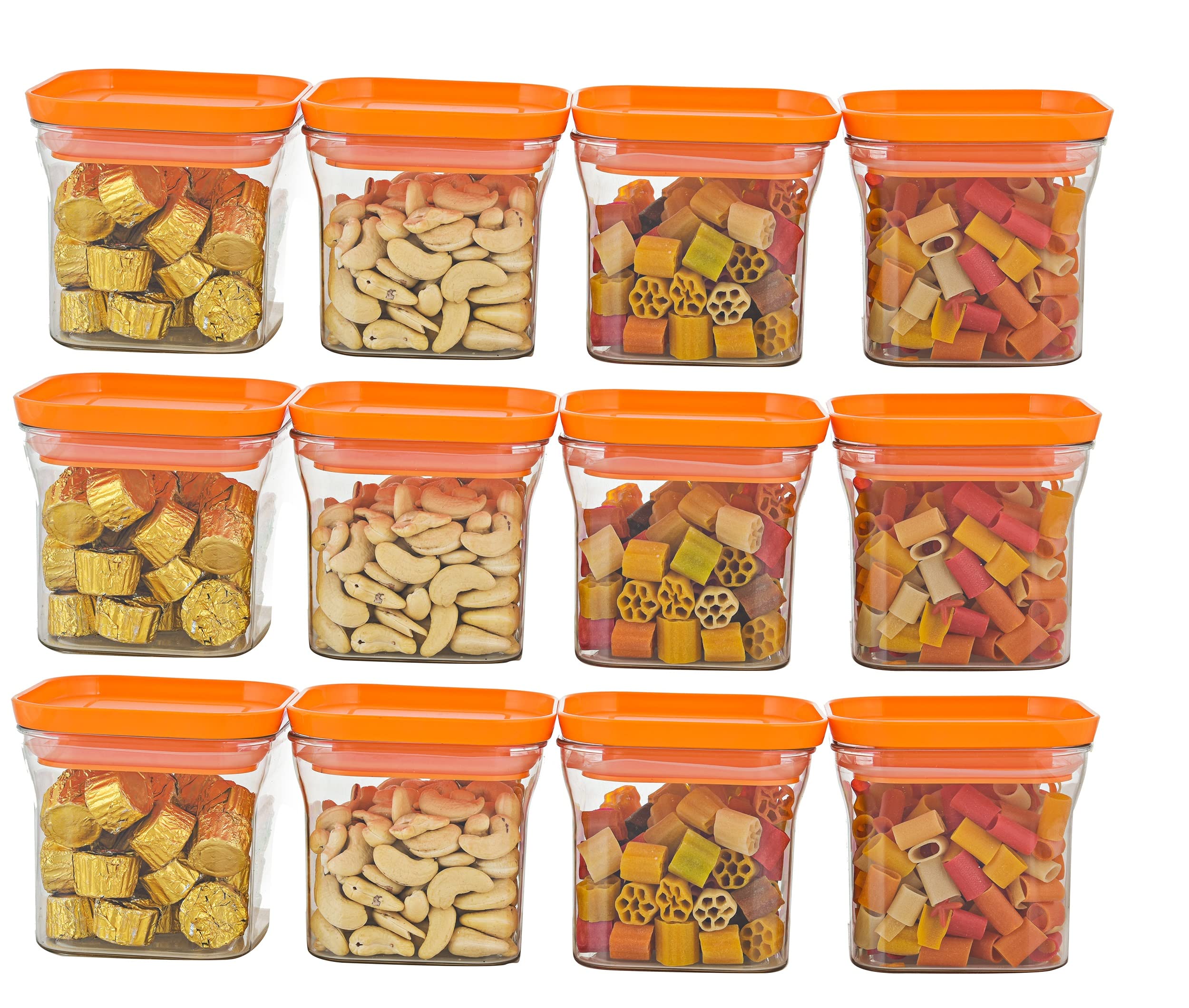 MACHAK Plastic Unbreakable Air Tight Food Storage Jar Kitchen Container Set, 600 ml (Orange, 12 Pieces) (B083F2GN86) Amazon Price History, Amazon Price Tracker