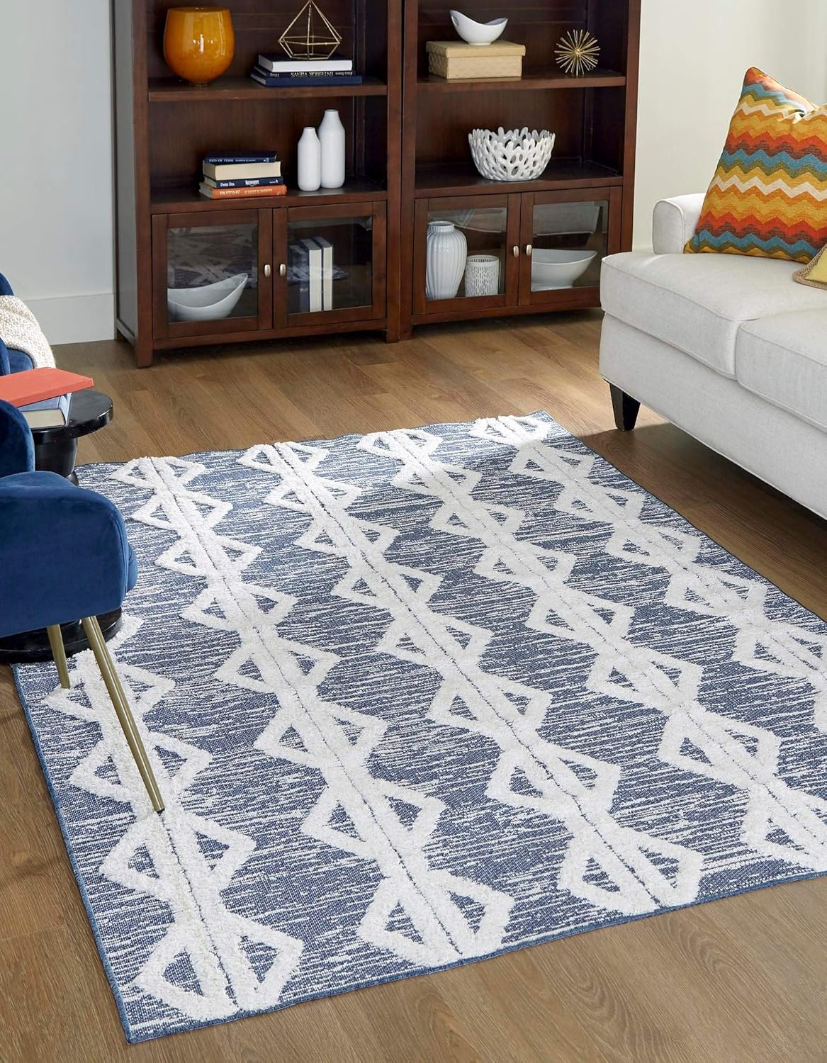 Rugs.com Sabrina Soto Casa Collection Rug – 2' x 3' Navy Blue High Rug Perfect for Entryways, Kitchens, Breakfast Nooks, Accent Pieces
