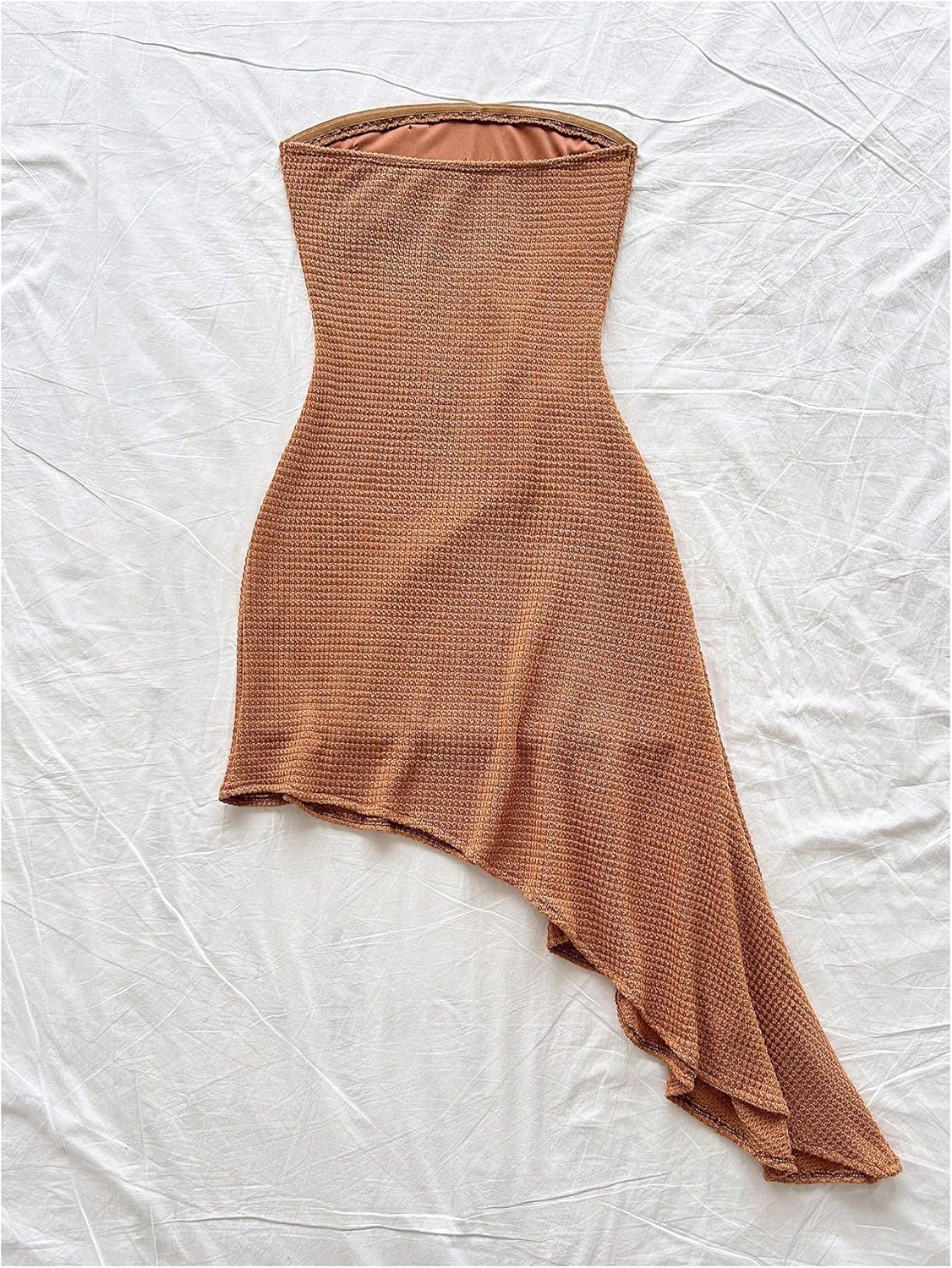 SOLY HUX Women's Strapless Tube Mini Dress Ruched Sleeveless Asymmetrical Hem Vacation Summer Dresses - Image 2