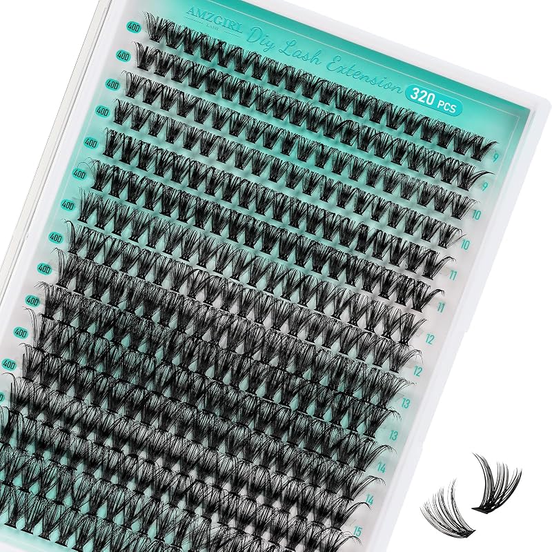 AMZGIRL LASH Cílios em Tufo Fluffy D Curl 40D, 9–16 mm, Pacote com 320 unidades